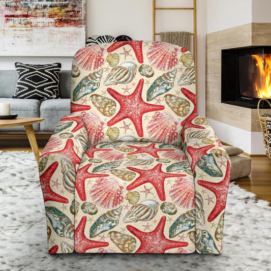 Seashell Print Design LKS301 Recliner Slipcover with Pocket