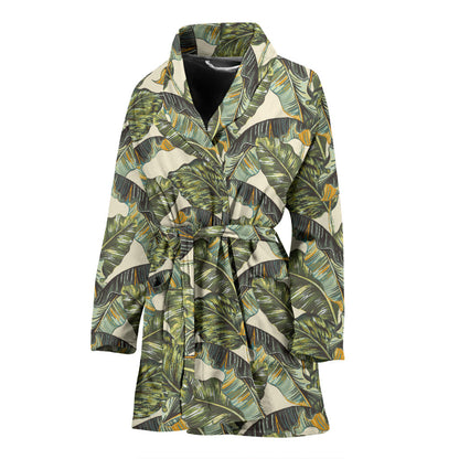 Banana Leaf Pattern Print Design 04 Women Bathrobe