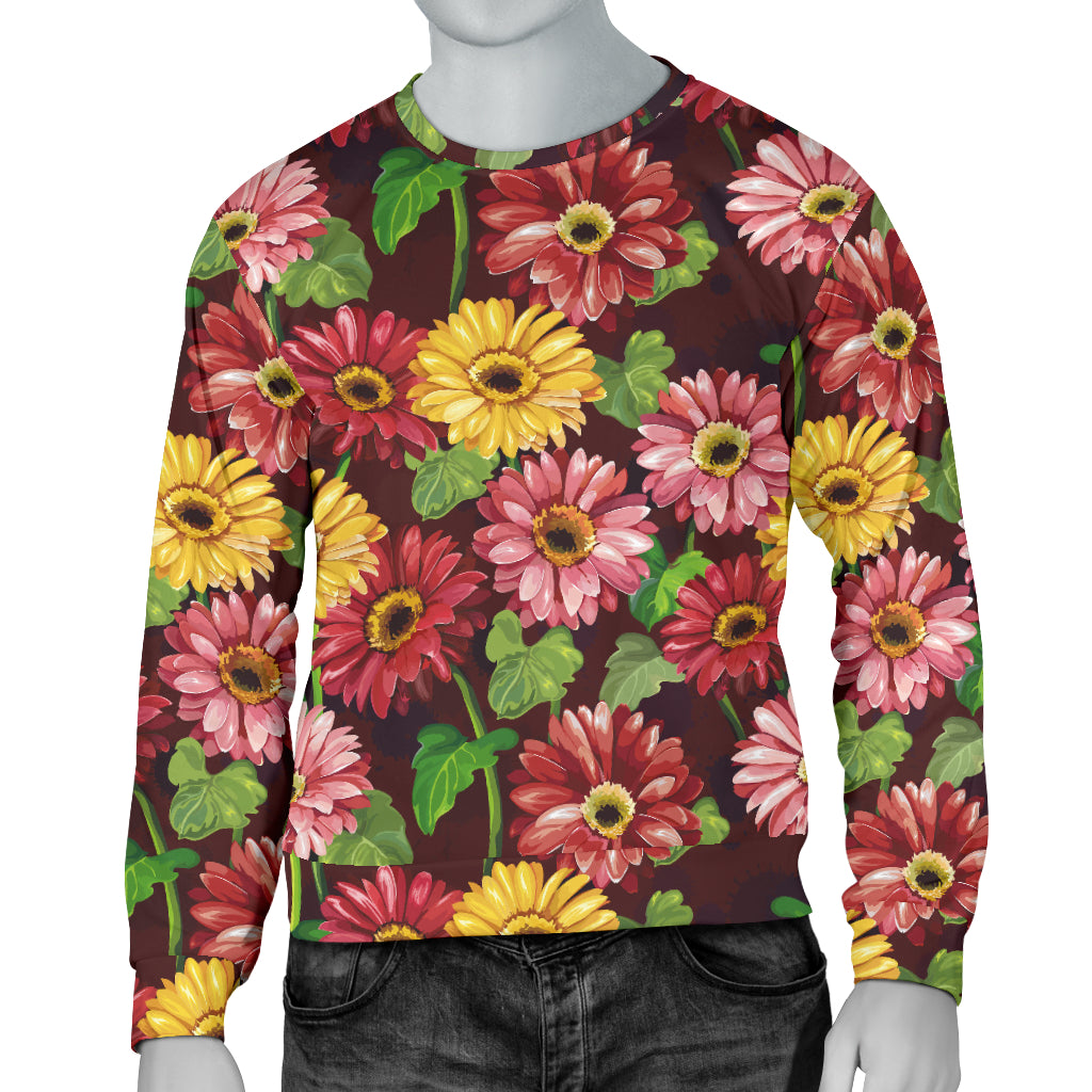 Daisy Gerbera Print Pattern Men Long Sleeve Sweatshirt