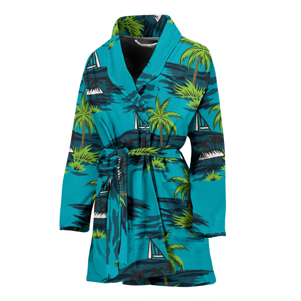 Pacific island Pattern Print Design A01 Women Bathrobe