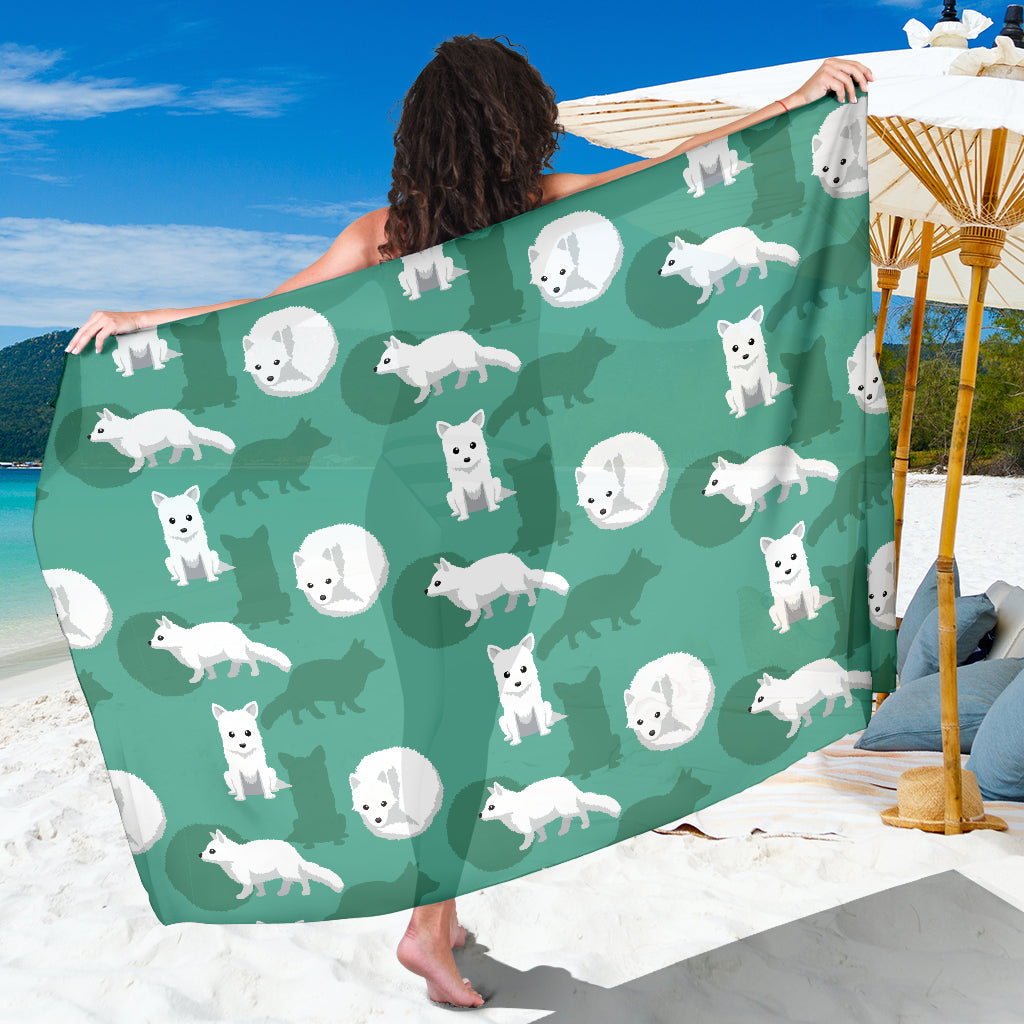 Arctic Fox Pattern Print Design Sarong Pareo Wrap