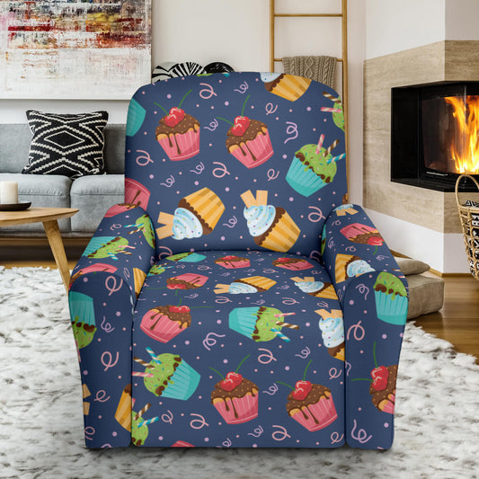 Cupcake Pattern Print Design 02 Recliner Slipcover with Pocket