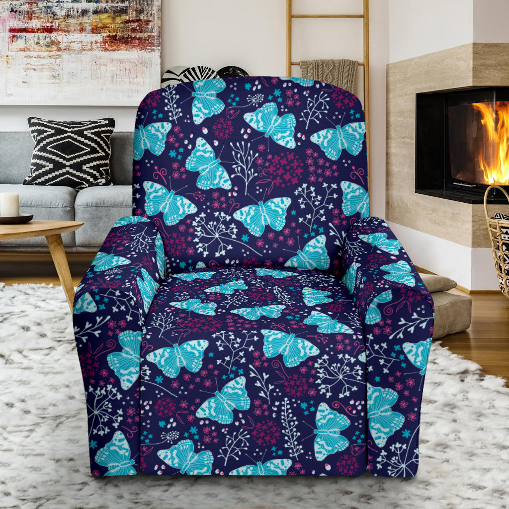 Butterfly Pattern Print Design 011 Recliner Slipcover with Pocket