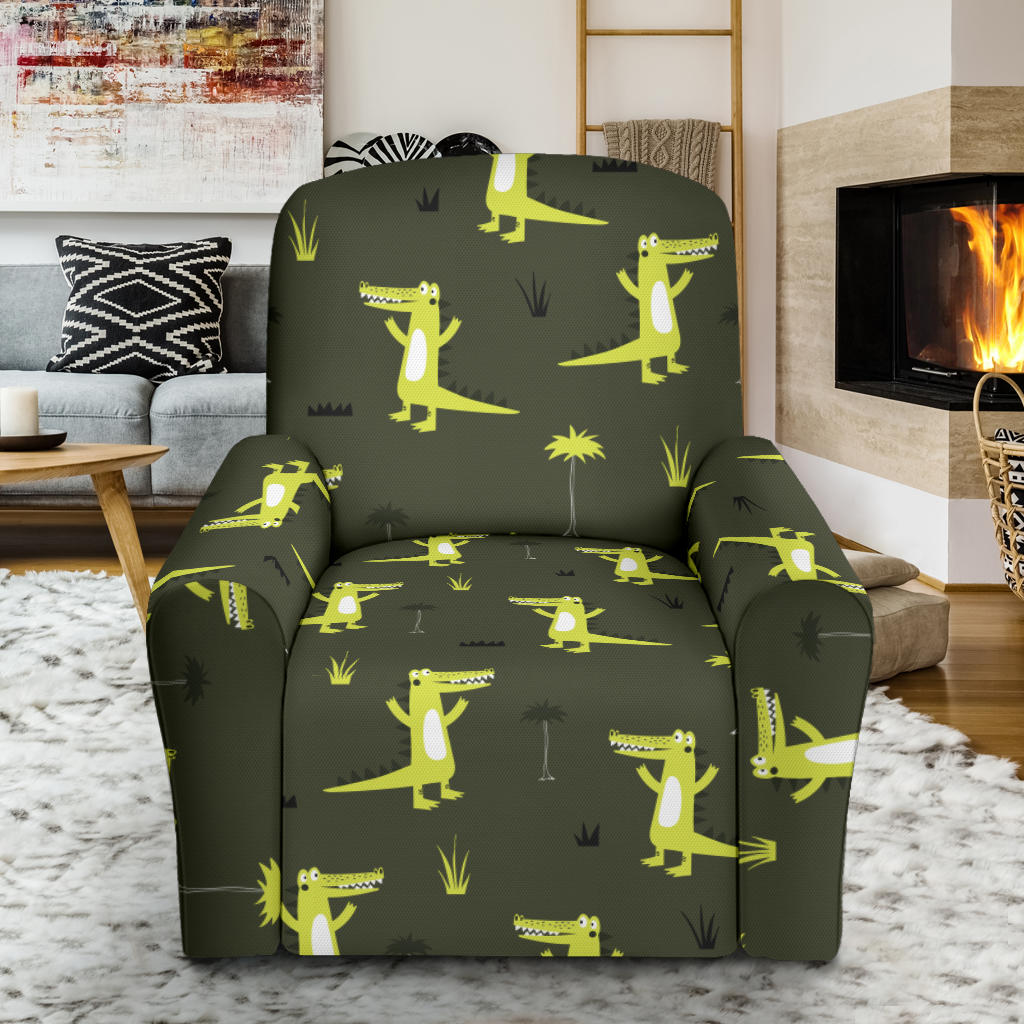 Alligator Pattern Print Design 05 Recliner Slipcover with Pocket
