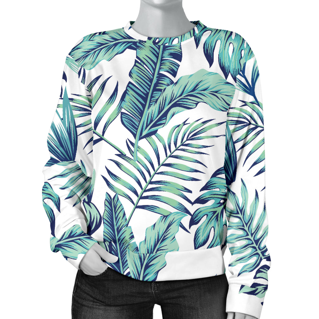 Pattern Tropical Palm Leaves Women Long Sleeve Sweatshirt