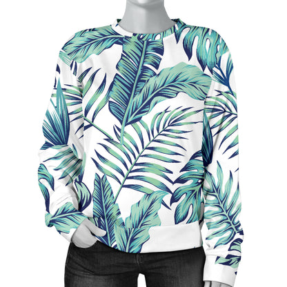 Pattern Tropical Palm Leaves Women Long Sleeve Sweatshirt