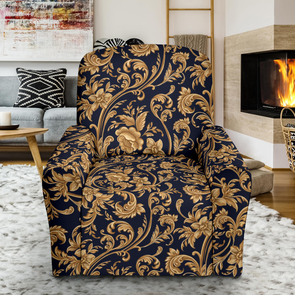 Baroque Golden Pattern Print Design 03 Recliner Slipcover with Pocket