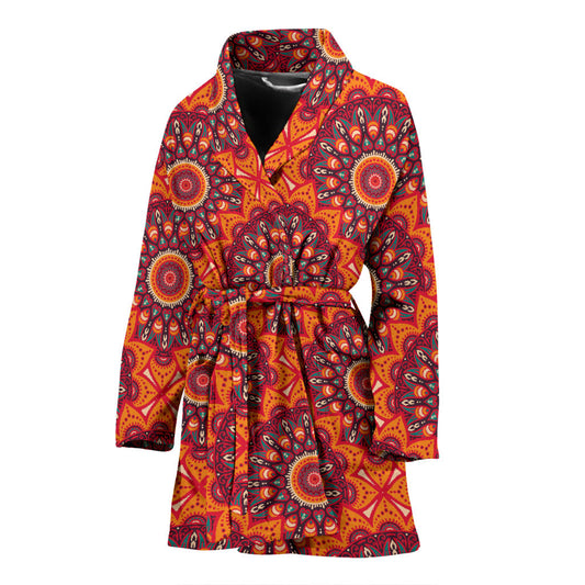 Bohemian Pattern Print Design 04 Women Bathrobe