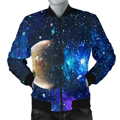 Galaxy Stardust Planet Space Print Men Bomber Jacket