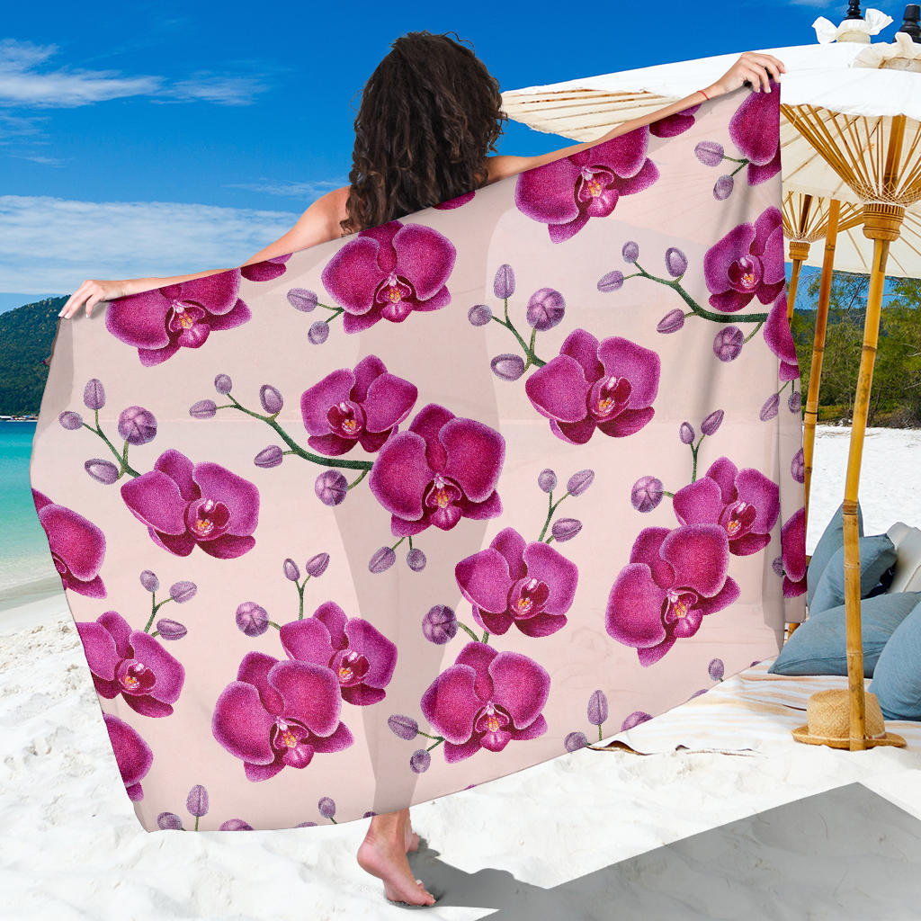 Orchid Pattern Print Design A02 Sarong Pareo Wrap