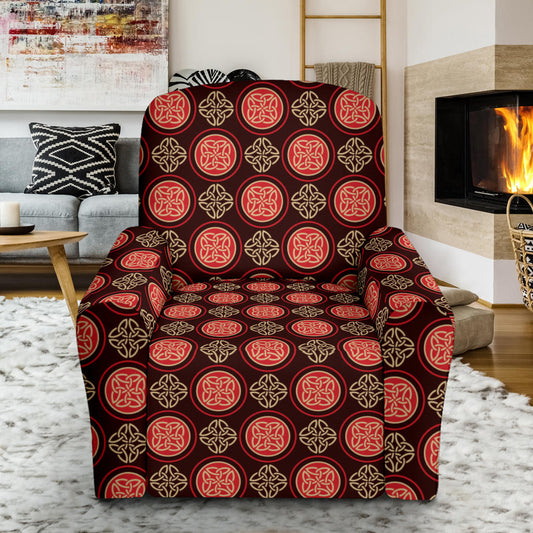 Celtic Pattern Print Design 02 Recliner Slipcover with Pocket