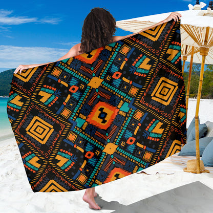 Kente Pattern Print Design 04 Sarong Pareo Wrap