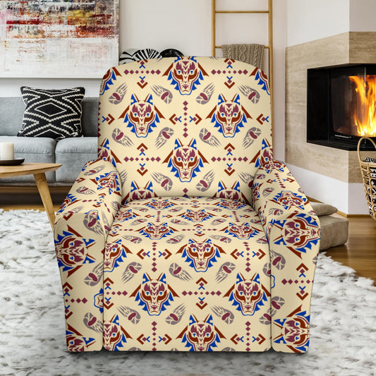 Aztec Wolf Pattern Print Design 03 Recliner Slipcover with Pocket