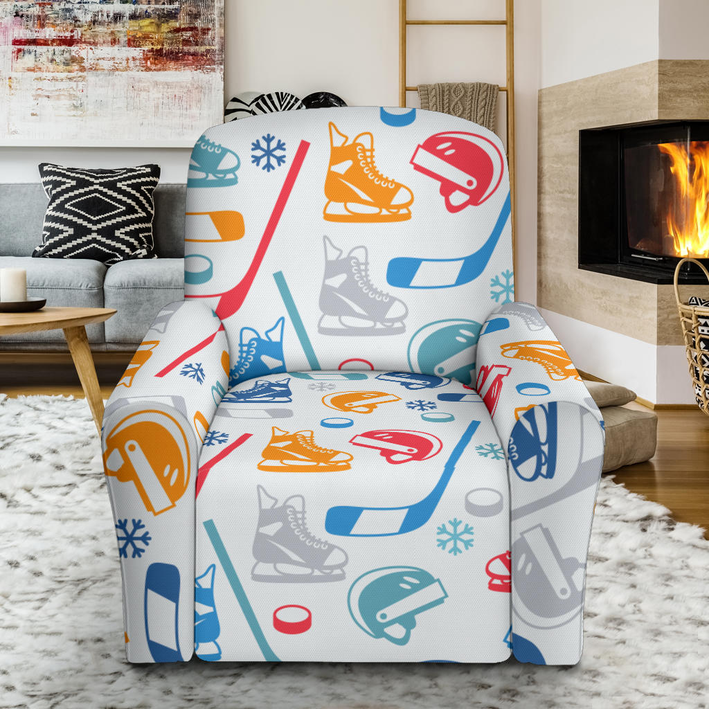 Hockey Equipment Print Design LKS301 Recliner Slipcover with Pocket