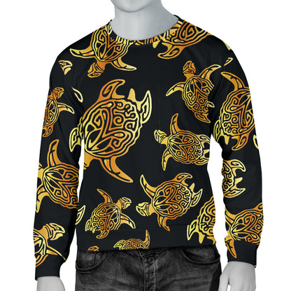 Gold Tribal Turtle Polynesian Themed Men Long Sleeve Sweatshirt