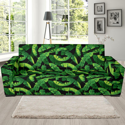 Banana Leaf Pattern Print Design 02 Sofa Slipcover