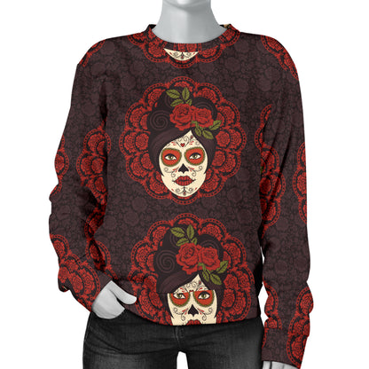 Day of the Dead Mexican Girl Women Long Sleeve Sweatshirt