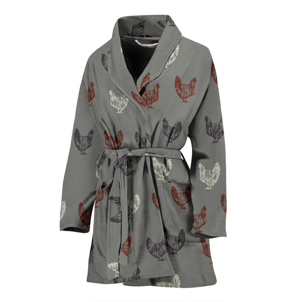 Chicken Pattern Print Design 01 Women Bathrobe