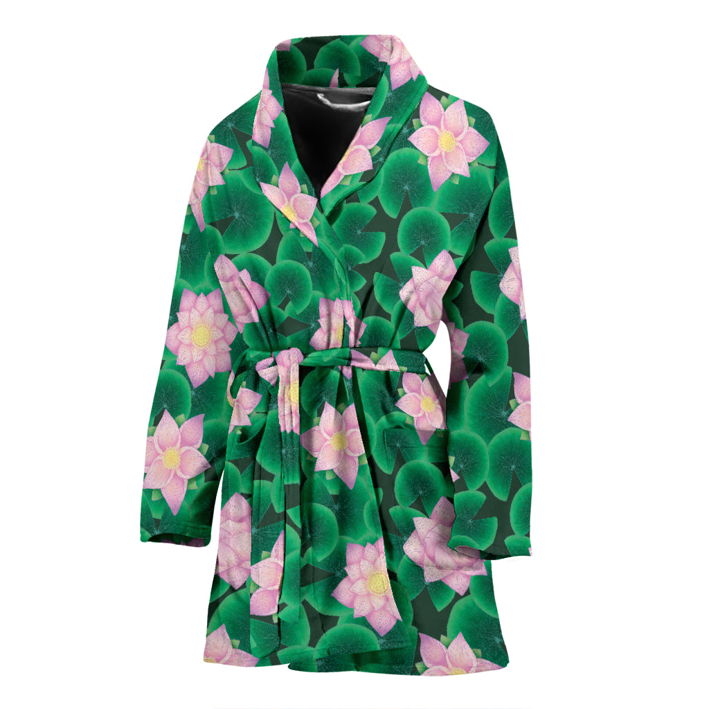 Water Lily Print Design LKS303 Women Bathrobe