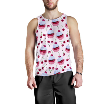 Cherry Cupcake Pink Pattern Men Tank Top