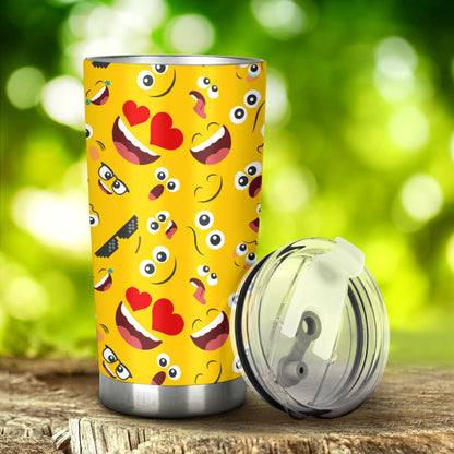 Emoji Face Print Pattern Tumbler