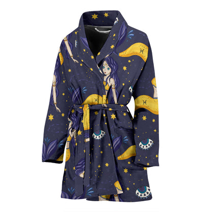 Pisces Pattern Print Design A04 Women Bathrobe