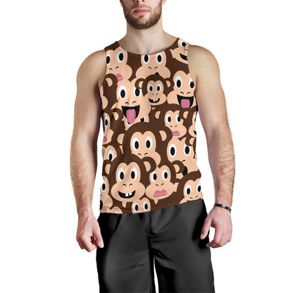 Emoji Monkey Print Pattern Men Tank Top