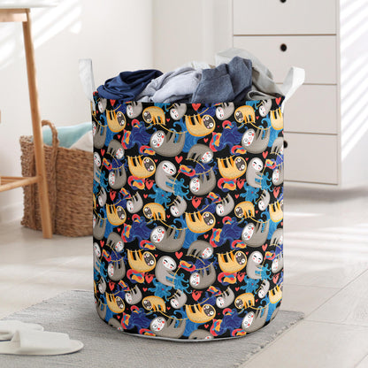Sloth Cartoon Design Themed Print Laundry Basket