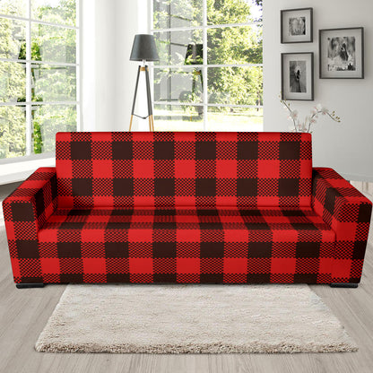Buffalo check Red Pattern Print Design 05 Sofa Slipcover