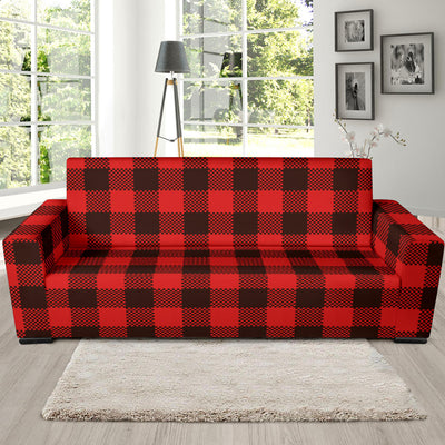 Buffalo check Red Pattern Print Design 05 Sofa Slipcover