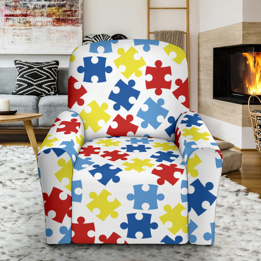 Autism Awareness Pattern Print Design 04 Recliner Slipcover with Pocket