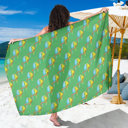 Budgerigar Pattern Print Design 01 Sarong Pareo Wrap