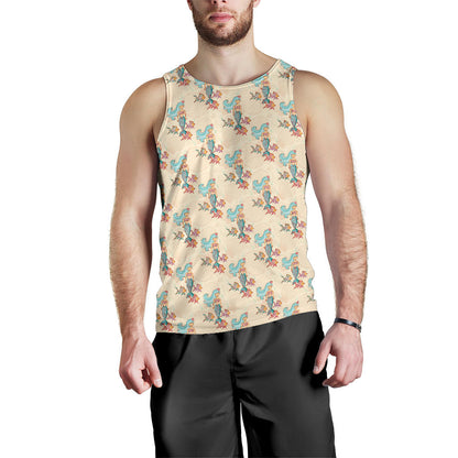 Mermaid Girl With Fish Design Print Men Tank Top