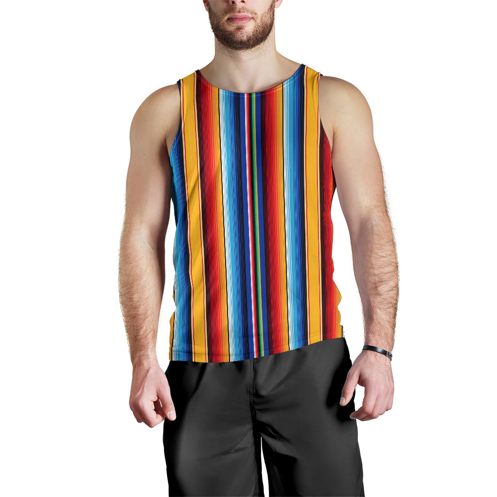 Mexican Blanket Stripe Print Pattern Men Tank Top
