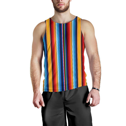Mexican Blanket Stripe Print Pattern Men Tank Top