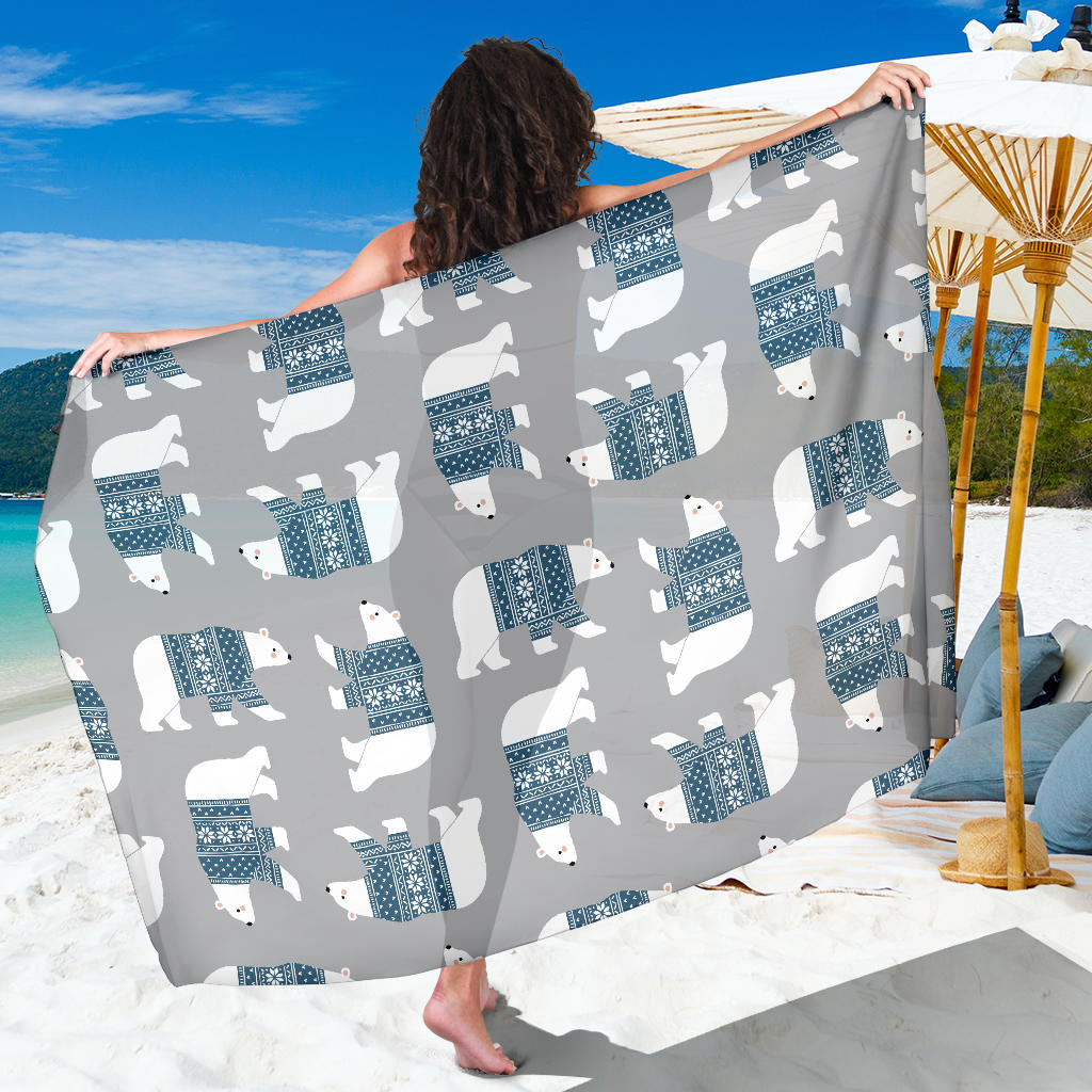 Polar Bear Pattern Print Design A03 Sarong Pareo Wrap