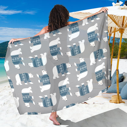 Polar Bear Pattern Print Design A03 Sarong Pareo Wrap