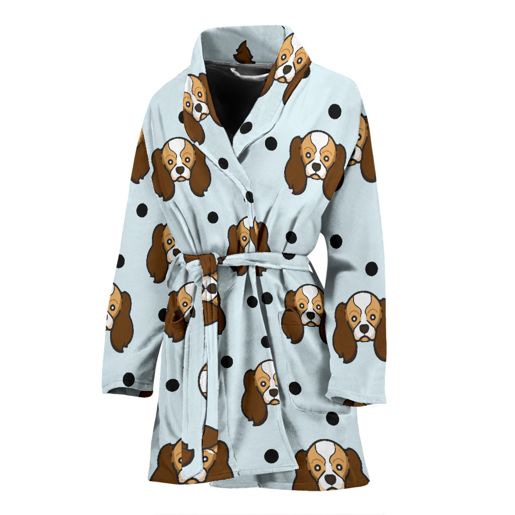 Cavalier King Charles Spaniels Pattern Print Design 02 Women Bathrobe