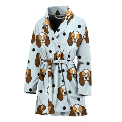 Cavalier King Charles Spaniels Pattern Print Design 02 Women Bathrobe