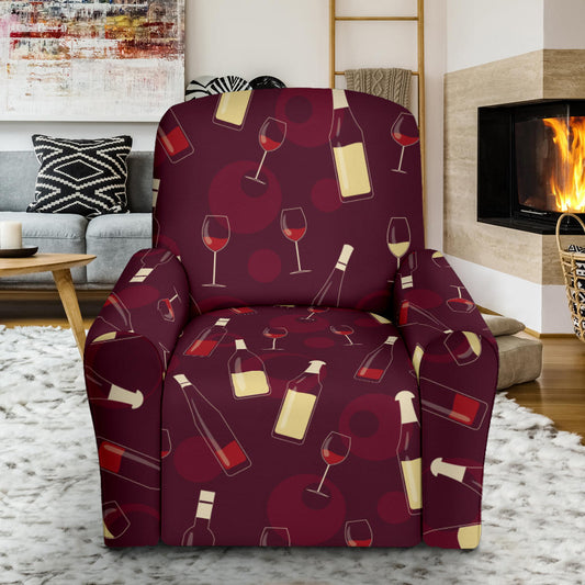 Wine Themed Print Design LKS302 Recliner Slipcover with Pocket