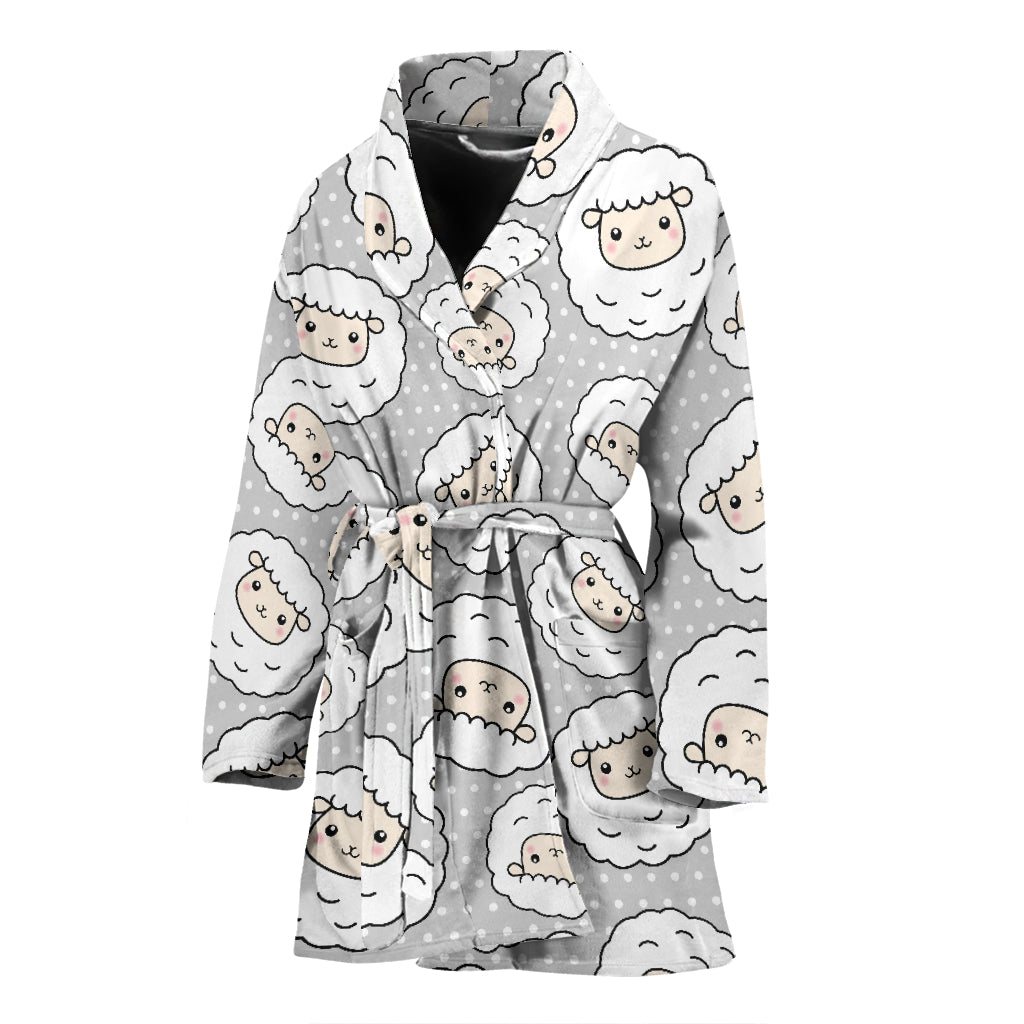 Sheep Print Design LKS401 Women Bathrobe