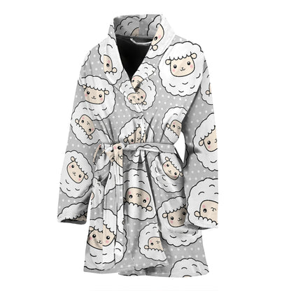 Sheep Print Design LKS401 Women Bathrobe