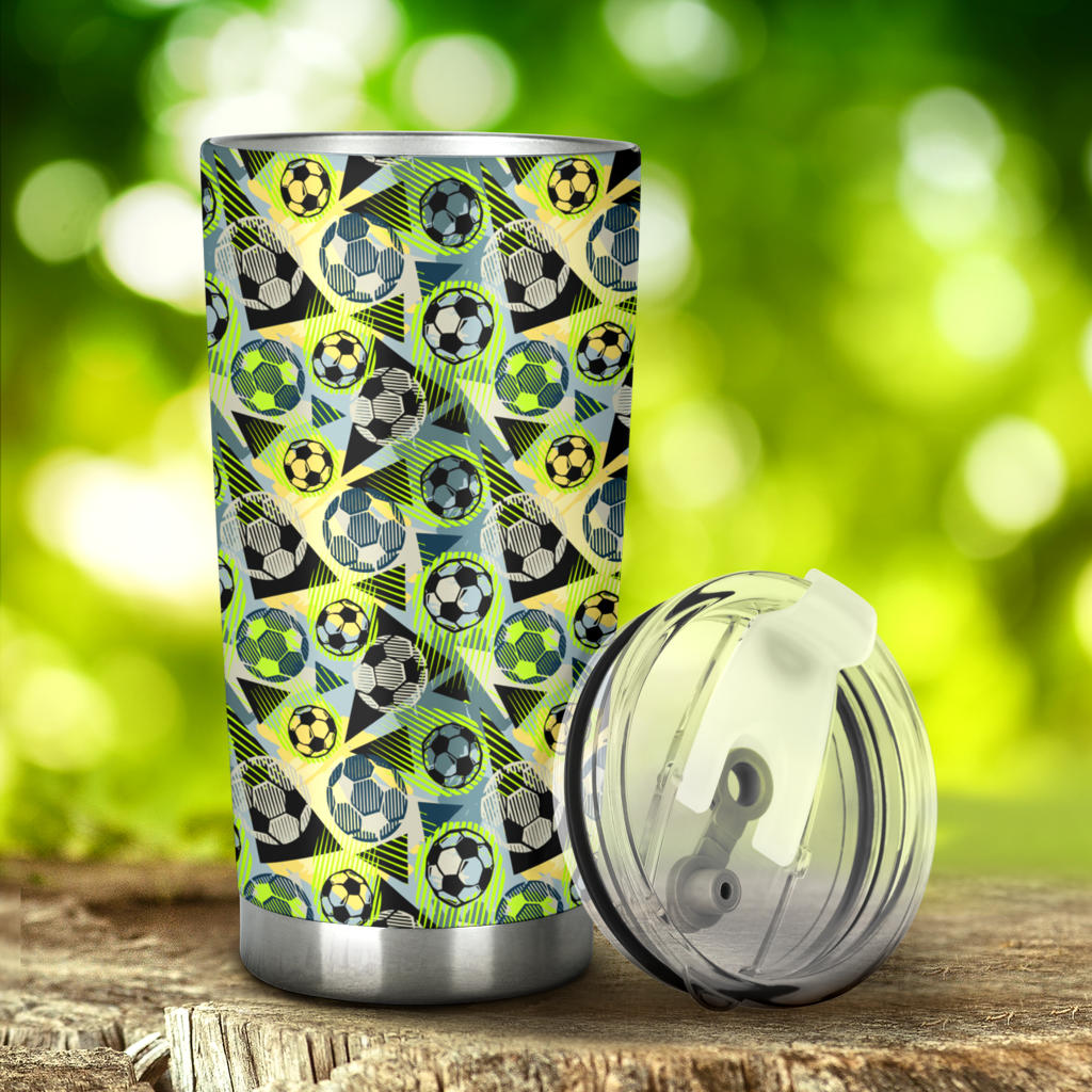 Soccer Ball Themed Print Pattern Tumbler