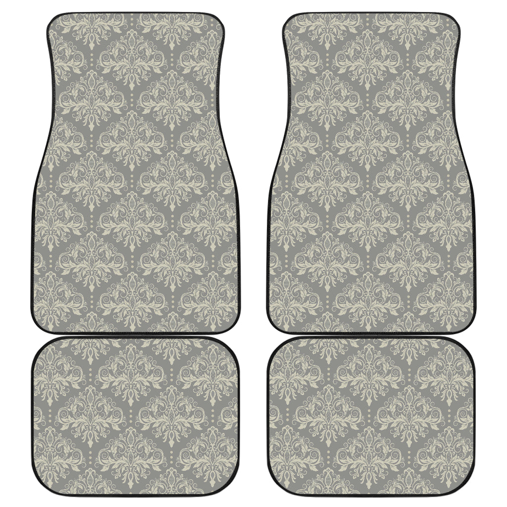 Damask Grey Elegant Print Pattern Car Floor Mats Front Back