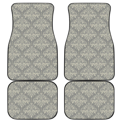 Damask Grey Elegant Print Pattern Car Floor Mats Front Back