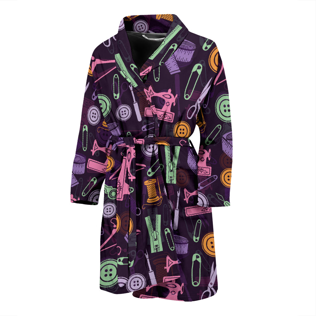 Sewing Equipment Print Design LKS306 Men Bathrobe