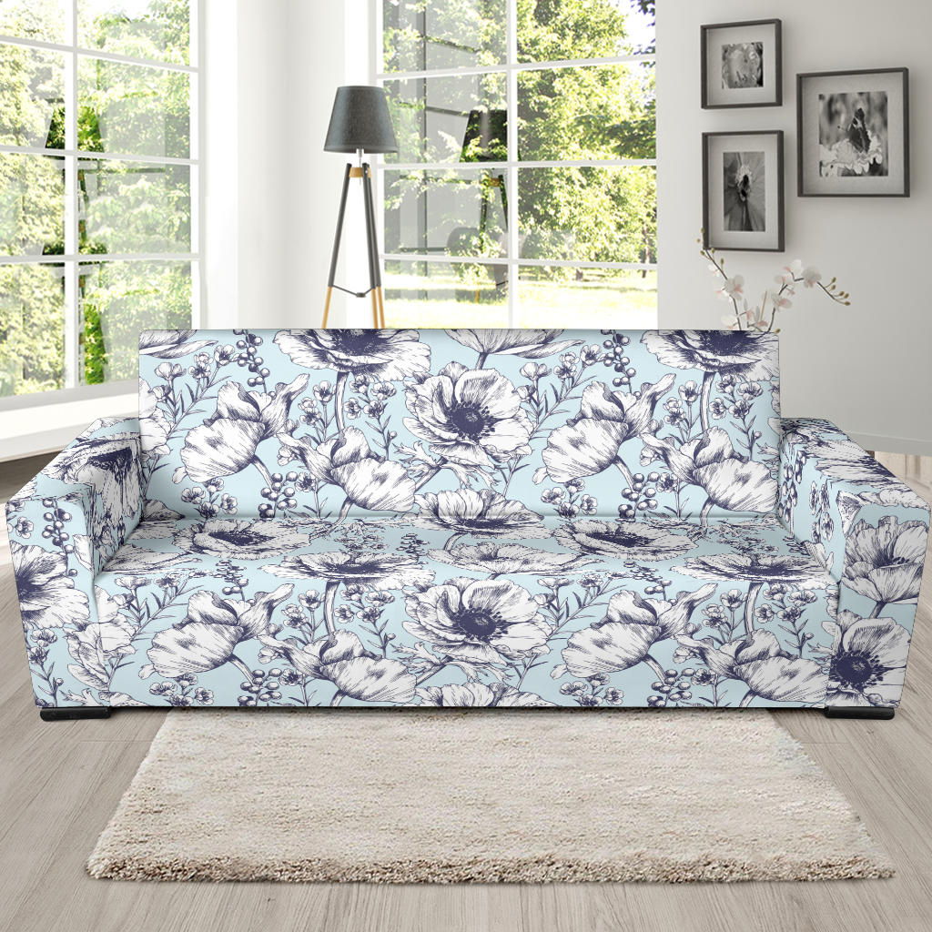 Anemone Pattern Print Design 02 Sofa Slipcover