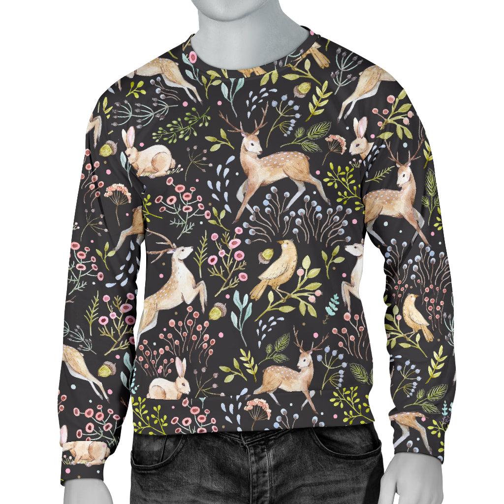 Deer Floral Jungle Men Long Sleeve Sweatshirt