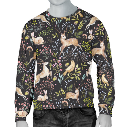 Deer Floral Jungle Men Long Sleeve Sweatshirt