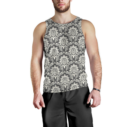 Damask Elegant Print Pattern Men Tank Top